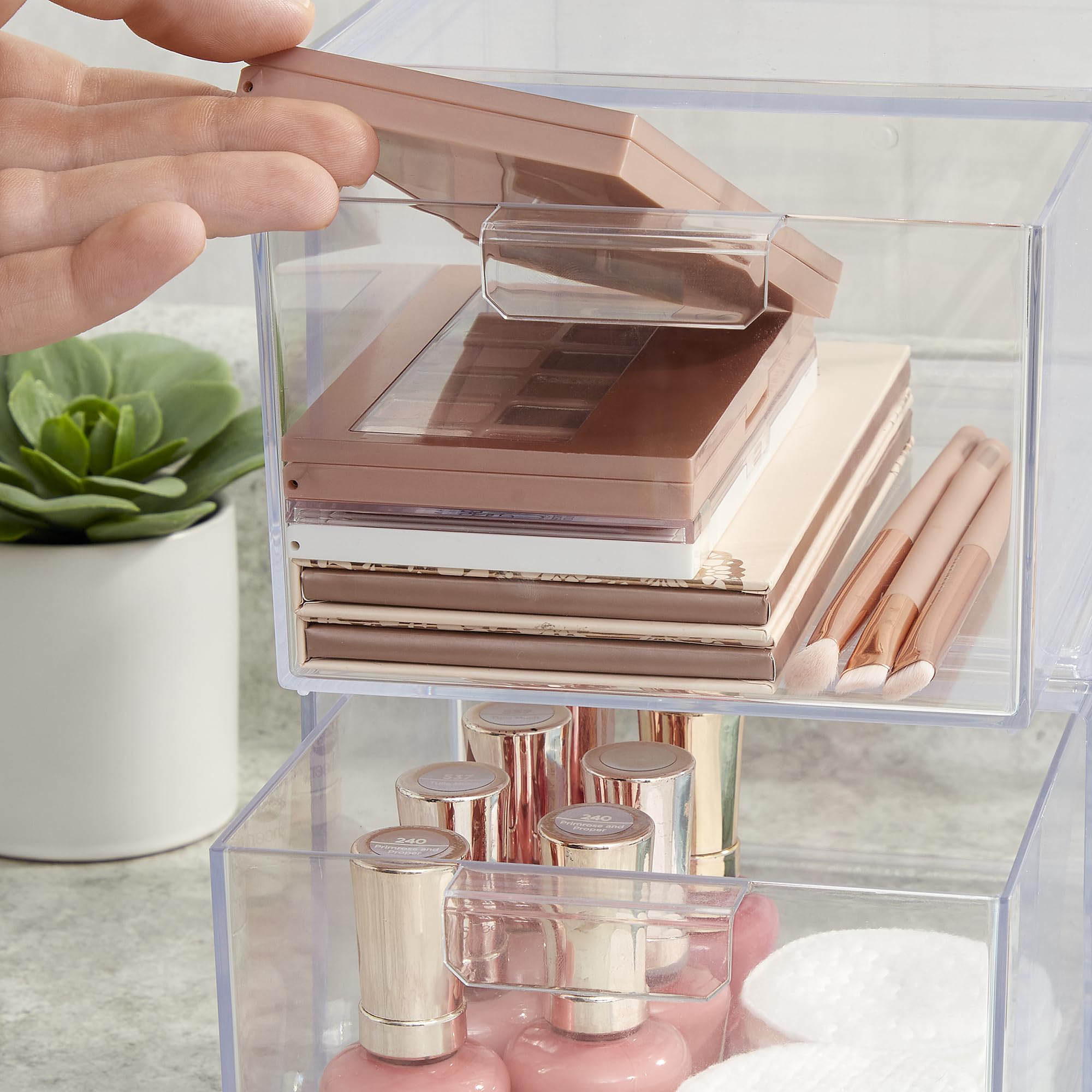 STORi Audrey versatile bins ideal for cosmetics, jewelry, kitchen tools, and office supplies.