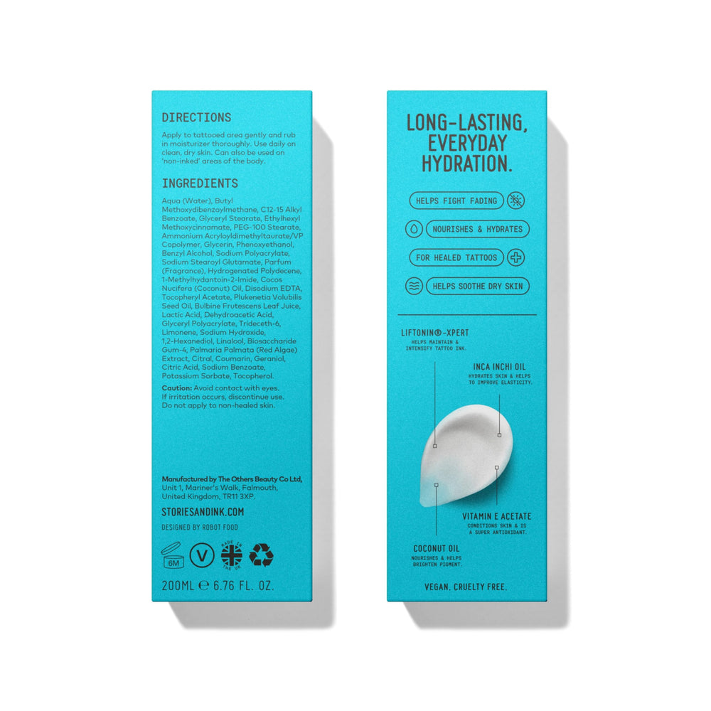 Stories & Ink tattoo care jar close-up communicates clear, user-friendly packaging