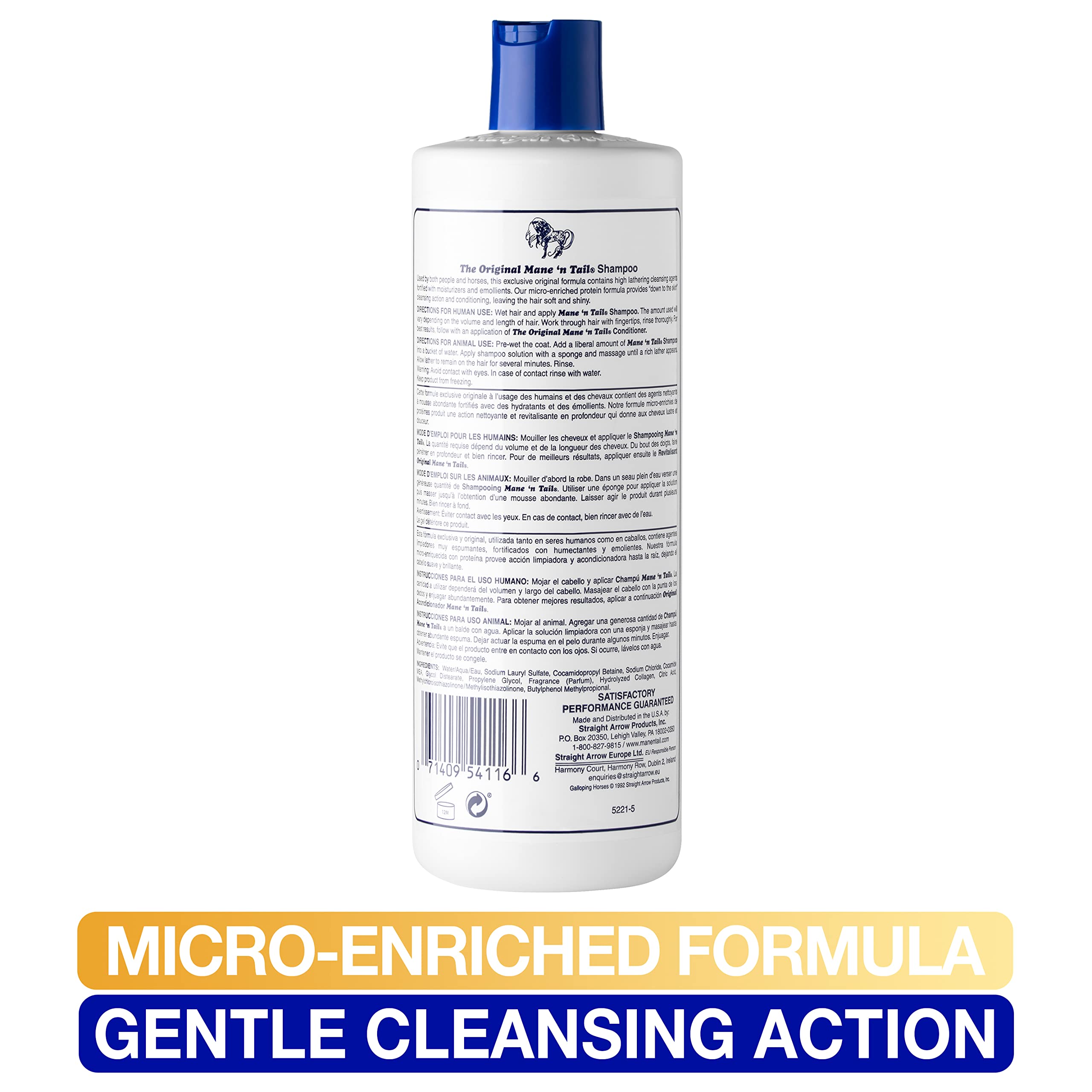 Shampoo bottle on counter signaling daily nourishment and USA-made quality