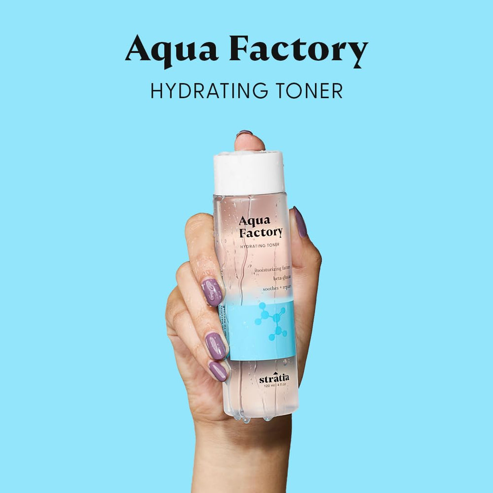 Stratia Aqua Factory Toner ingredients emphasize barrier support and gentle hydration.