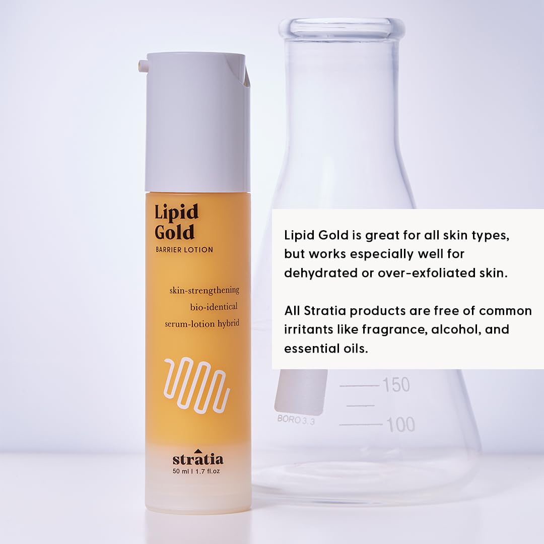 Evening routine image shows Lipid Gold as the last skincare layer.