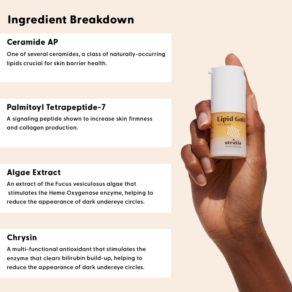 Stratia Lipid Gold Eye Cream ceramides-rich visual emphasizing barrier nourishment