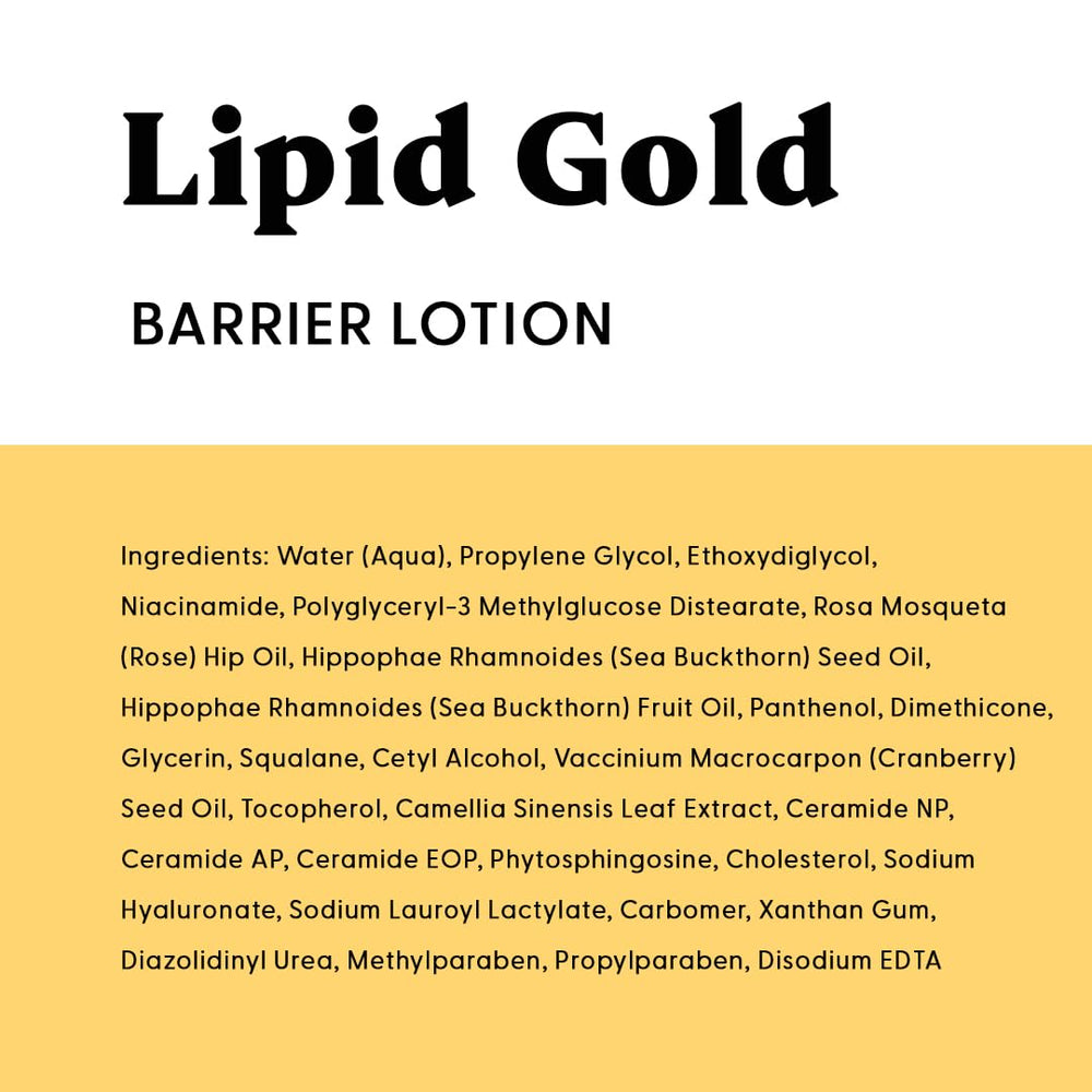 Stratia Lipid Gold label design highlights science-backed formula for healthier skin.
