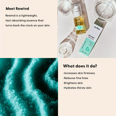 Stratia Rewind label closeup highlights key ingredients for glow and balance