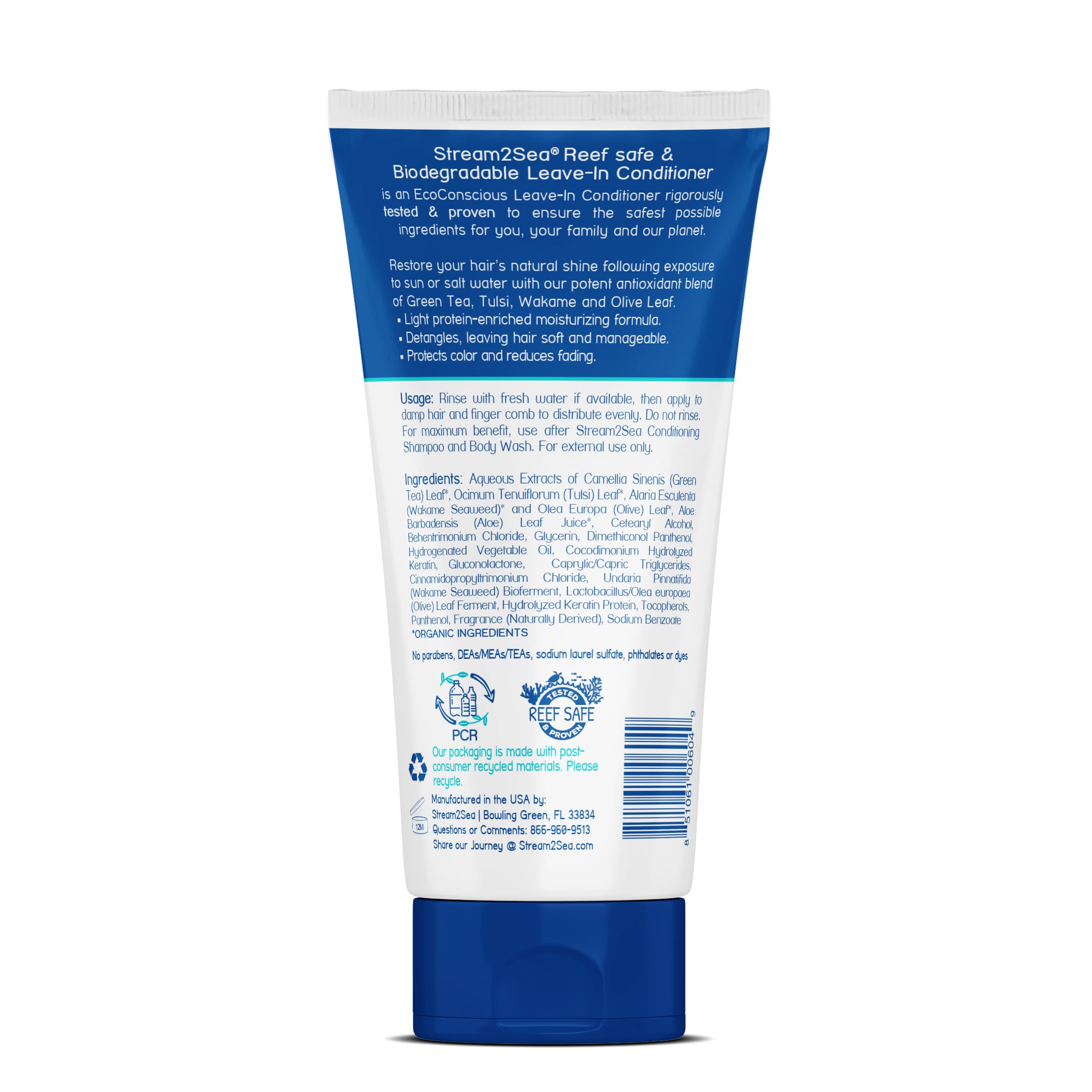 Stream2Sea leave-in conditioner dispensing pump shows easy, even application and softness.