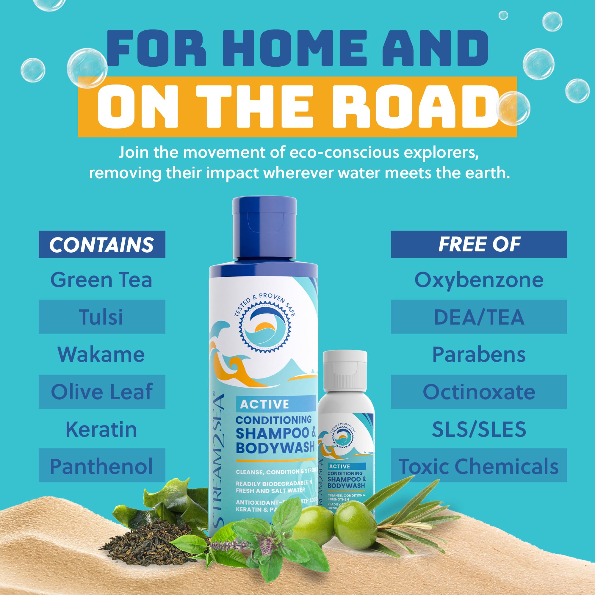 Stream2Sea USDA Biobased certification badge on packaging signals eco-friendly ingredients.