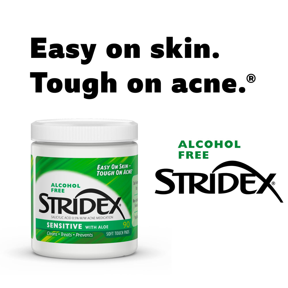 Stridex Sensitive Pads aloe ingredient emphasizes soothing care