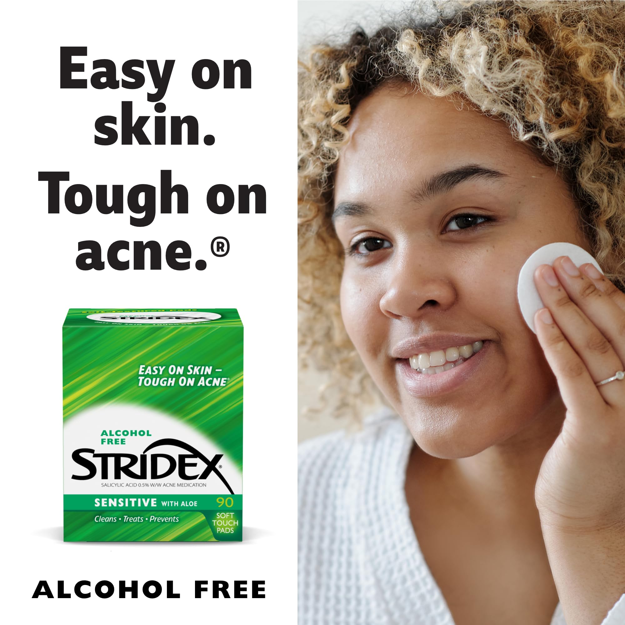 Stridex Sensitive Pads morning routine demonstrates quick acne cleansing