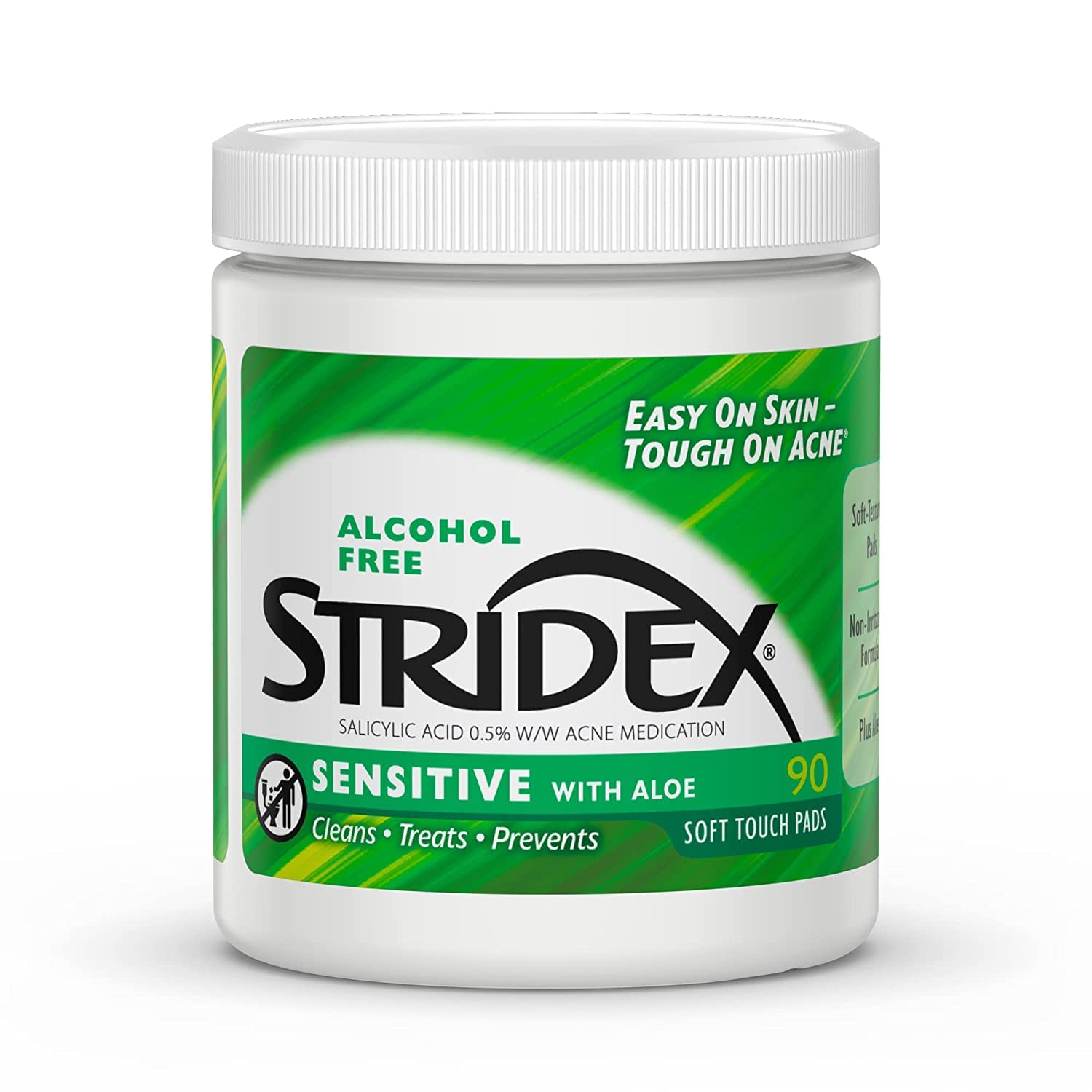 Stridex Sensitive Pads packaging overview emphasizes value of a three-pack.