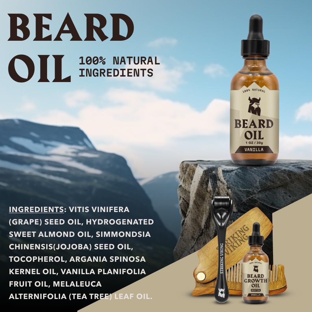Striking Viking argan oil ingredient label showcasing moisture and softness.
