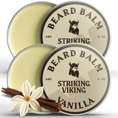 Striking Viking beard balm 2oz tin close-up for hydration.