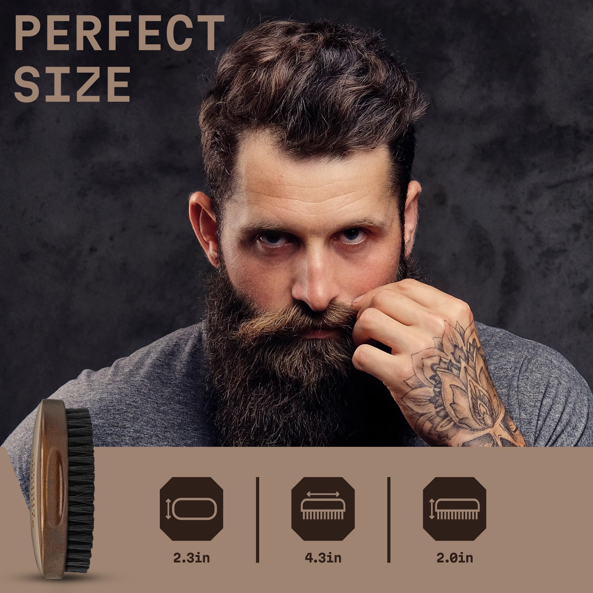 Striking Viking beard brush demonstrates effective handling for various beard types.
