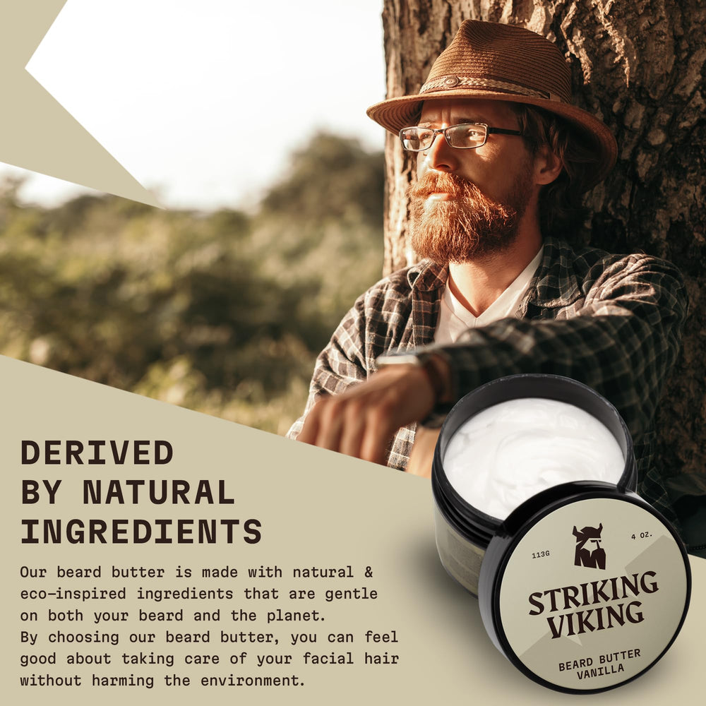 Striking Viking beard butter vanilla application-dispense enables smooth, mess-free grooming