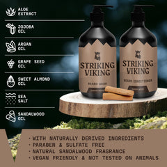 Striking Viking beard-conditioner-bottle: sandalwood aroma with hydration for softer beard