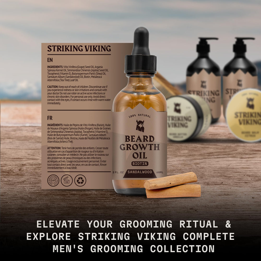 Striking Viking beard growth oil conditioning shine on facial hair