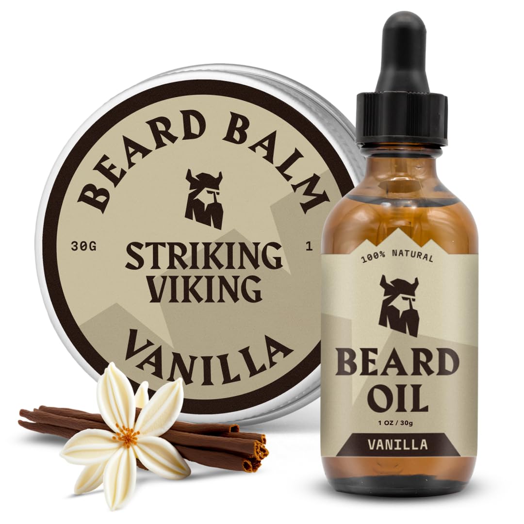 Striking Viking beard oil bottle for daily hydration and soft beard.