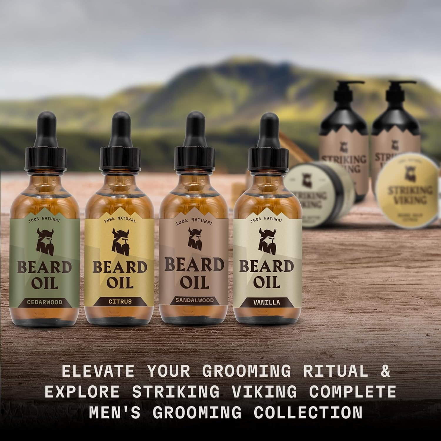 Striking Viking beard oil cedarwood vanilla pack close-up highlights quick absorption