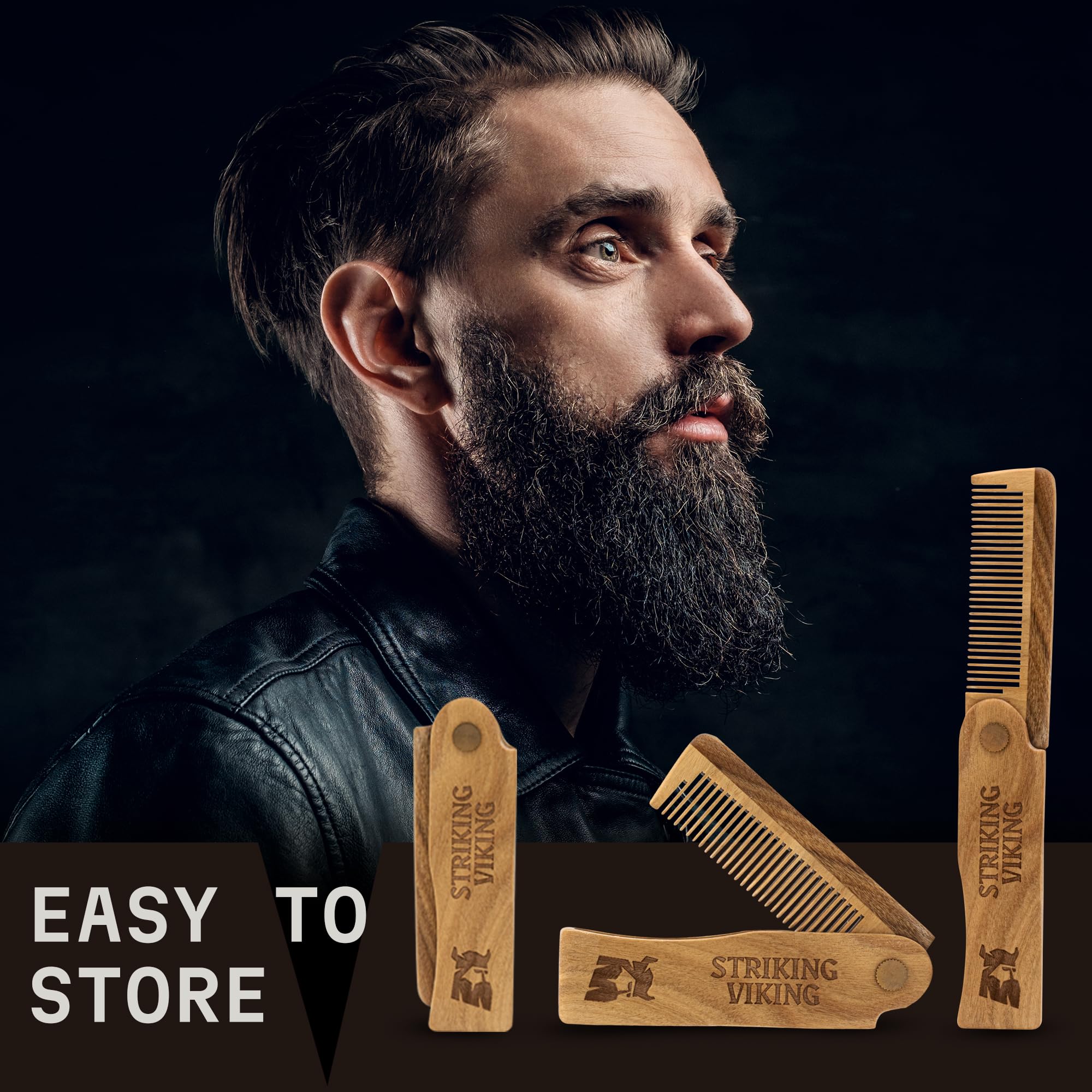 Striking Viking comb teeth precision aids detangling and even oil distribution.