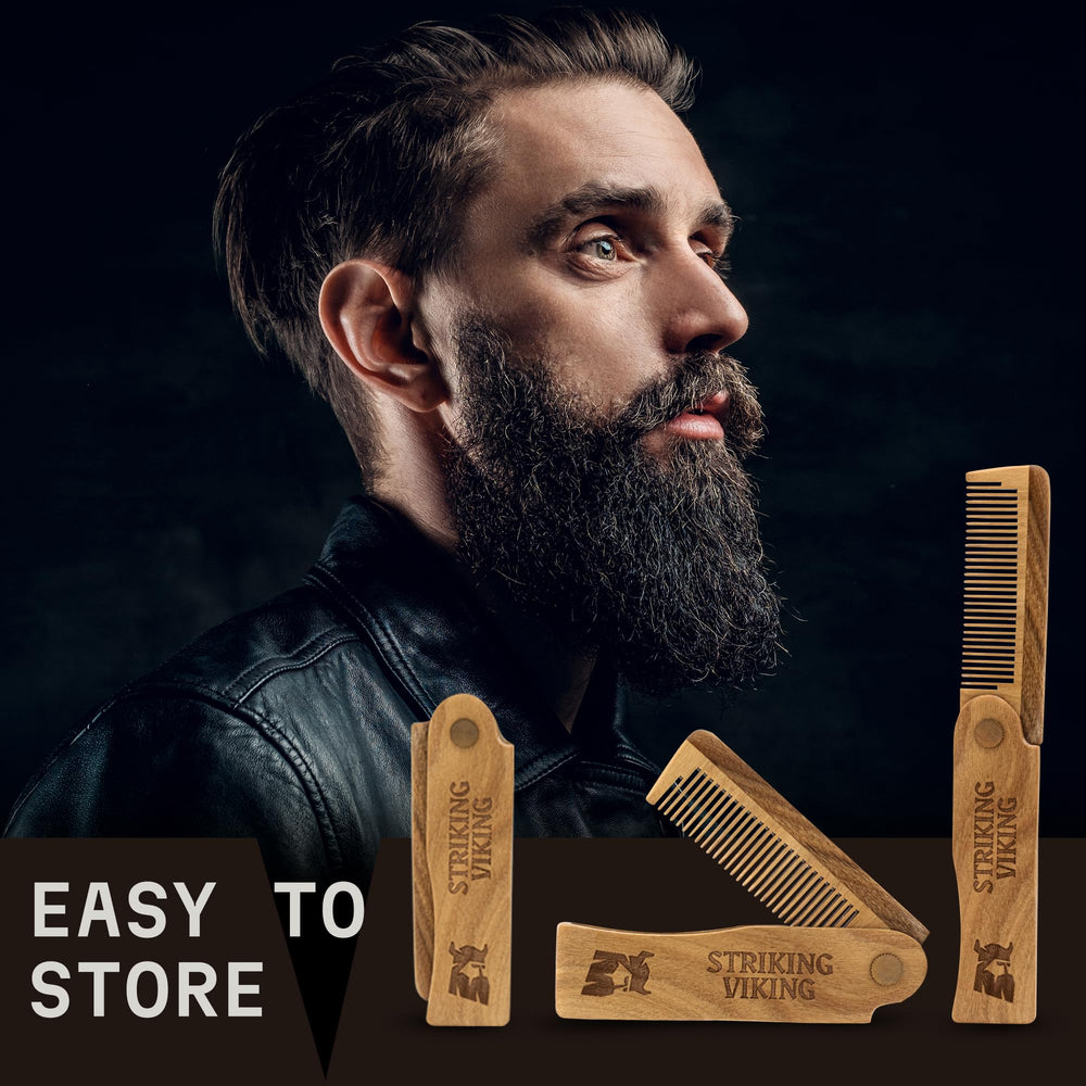 Striking Viking comb teeth precision aids detangling and even oil distribution.