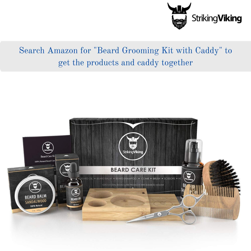 Striking Viking Beard Care Organizer with integrated tray for oil and balm storage