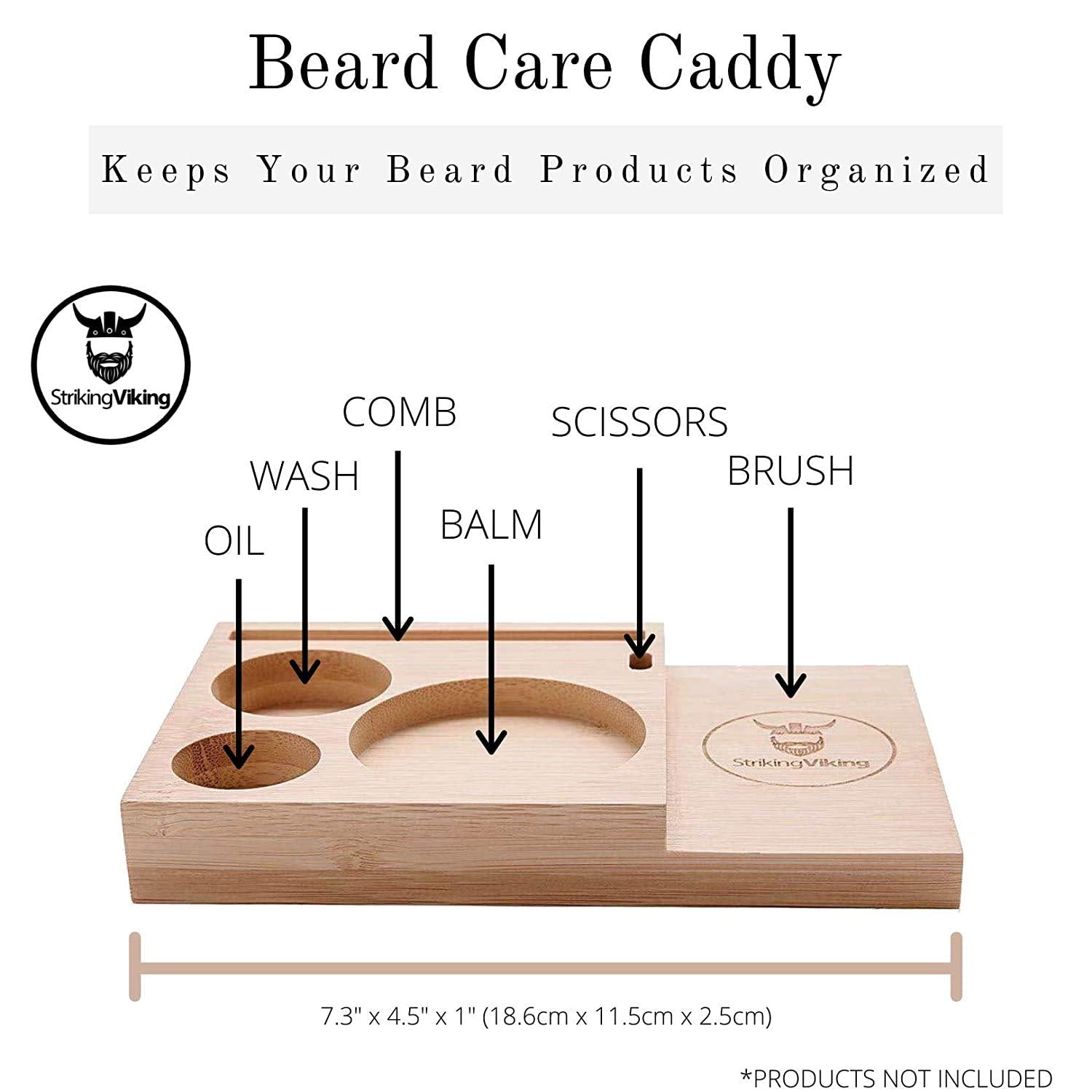 Striking Viking Grooming Tray holds oil and balm with versatile storage for essentials