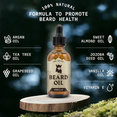 Striking Viking ingredients highlight almond, tea tree, argan, and jojoba oils.