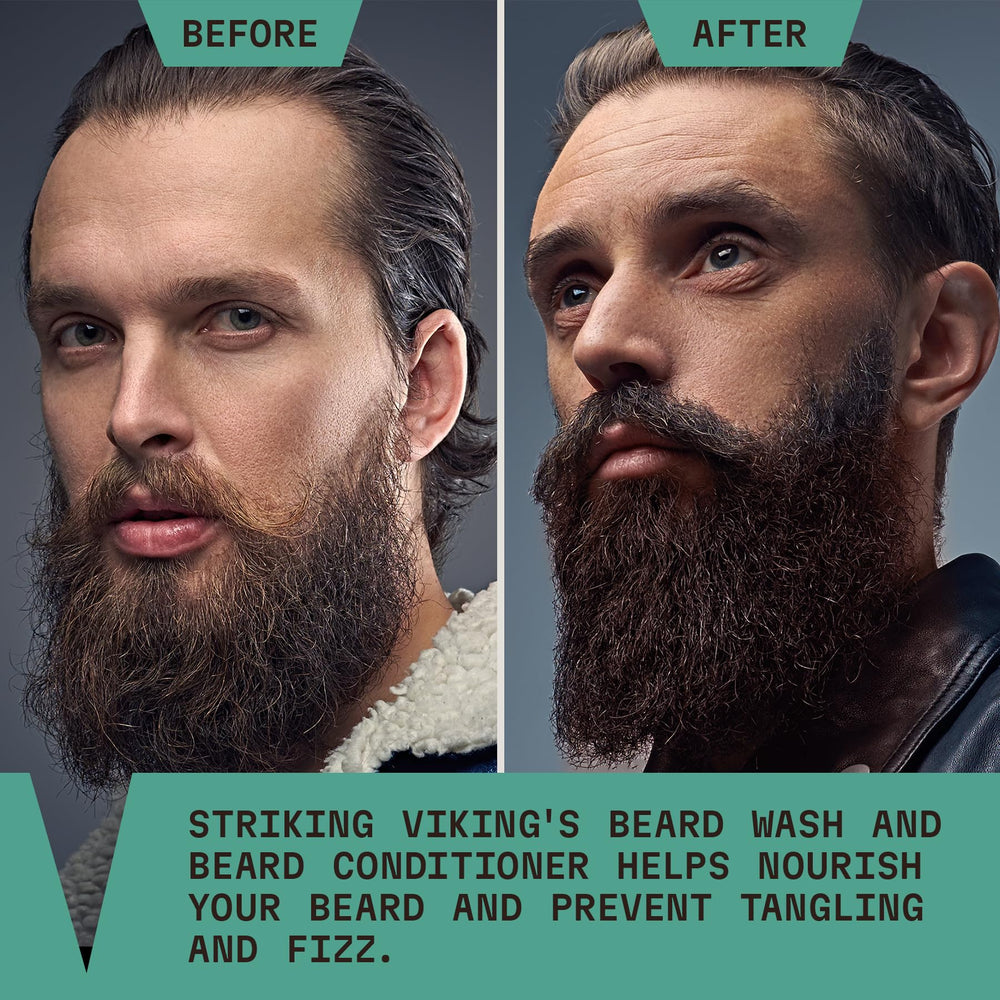 Striking Viking jojoba oil treatment pump signals hydrating care for skin and beard