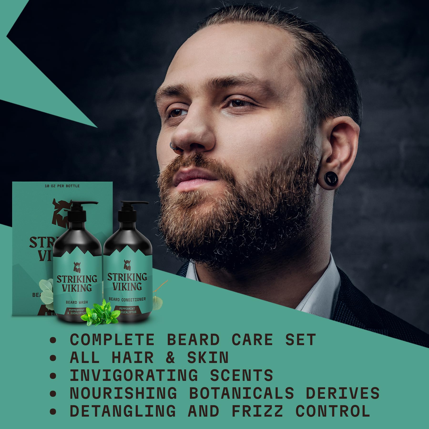 Striking Viking men's grooming routine scene conveys simple, effective beard care