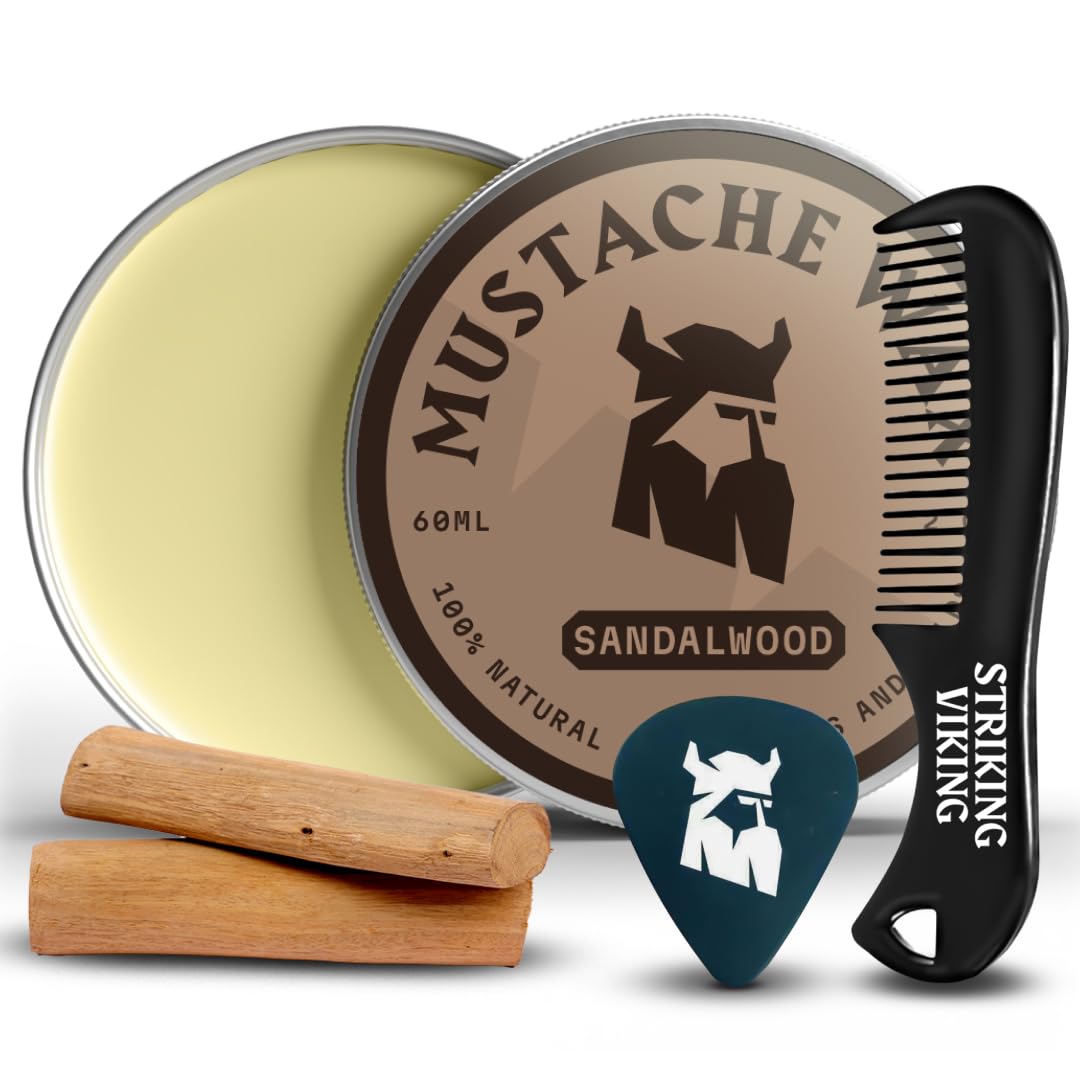 Striking Viking mustache wax with comb pack: compact kit for on-the-go precision grooming