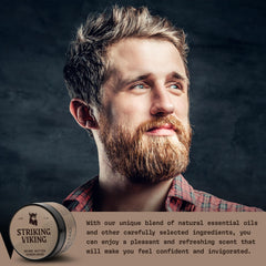 Striking Viking sandalwood scent icon indicating all day refreshing aroma