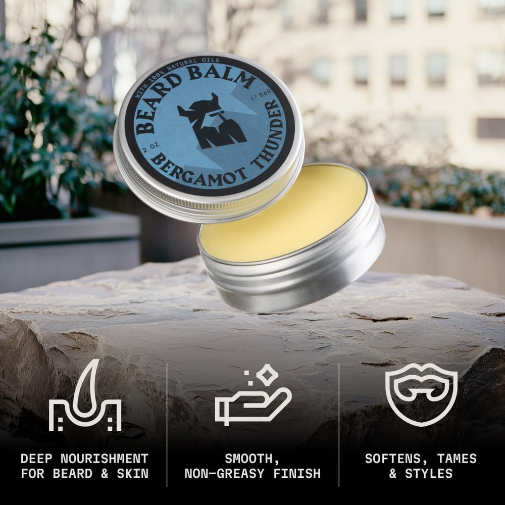Striking Viking shea butter ingredients diagram emphasizes natural, nourishing beard care.