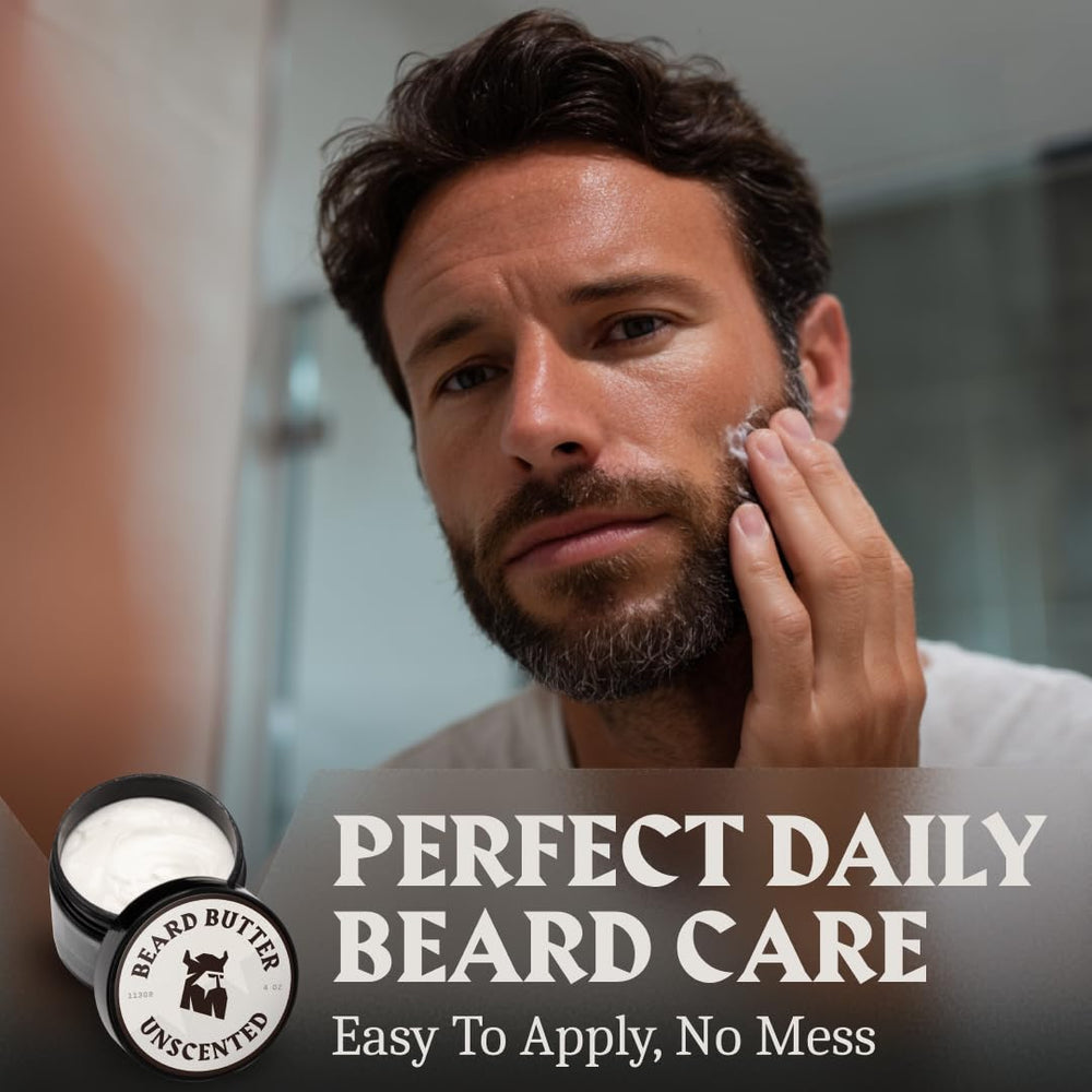 Naturally derived oils nourish beard without heavy residue in Striking Viking butter