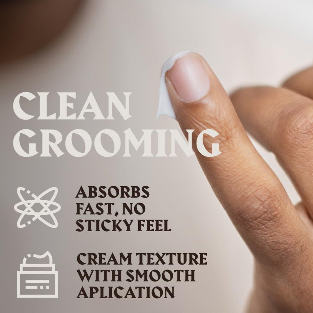 Brand packaging signals fragrance-free grooming for sensitive skin