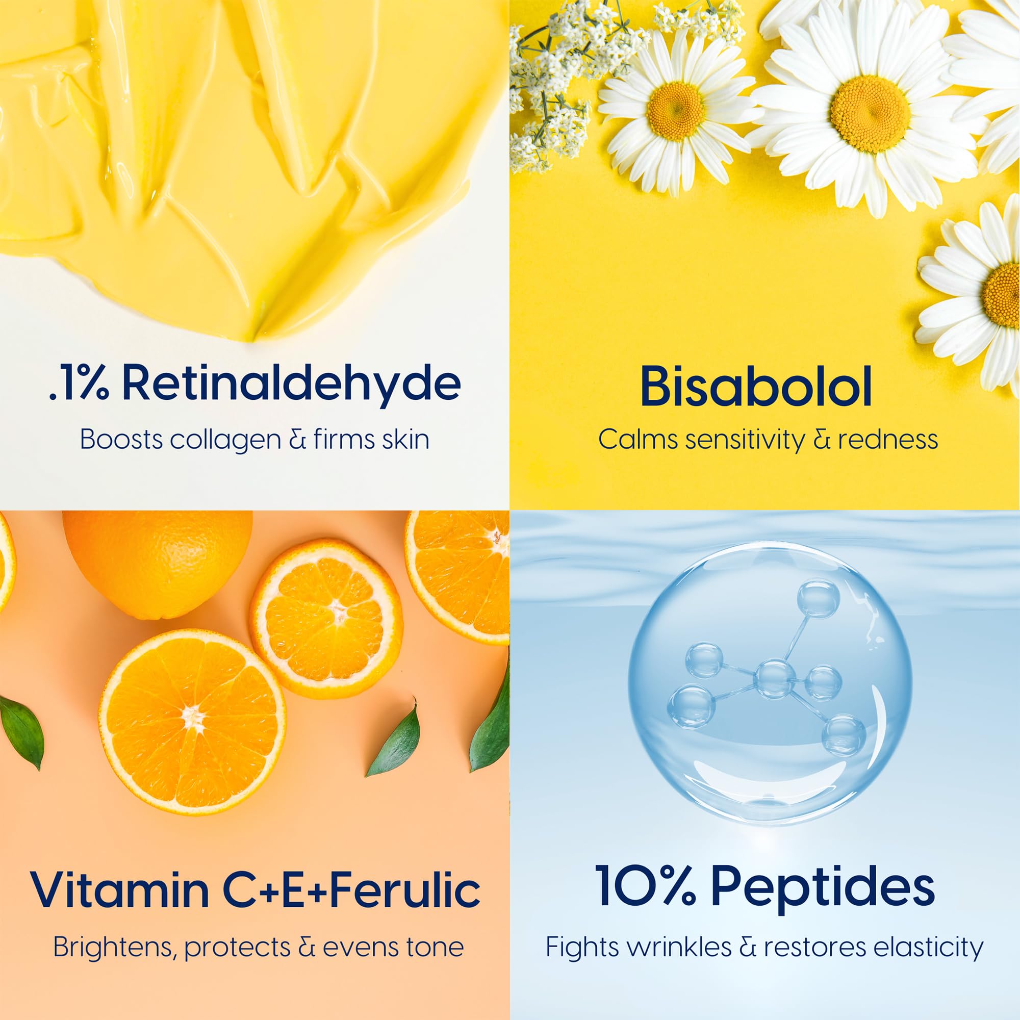 Strive retinal serum ingredients visual highlights key actives for brightening and firming.