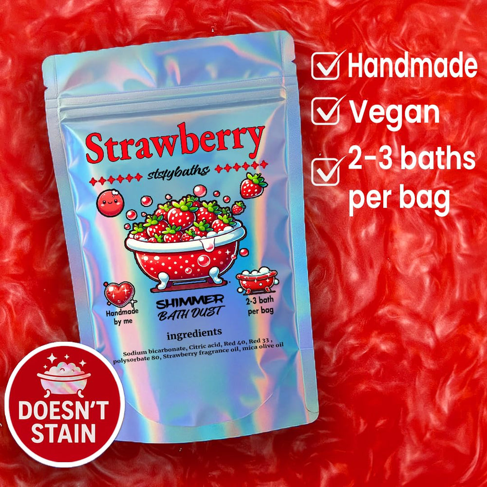Stsfybaths strawberry scented bath bombs bulk pack showcasing vibrant red shimmer