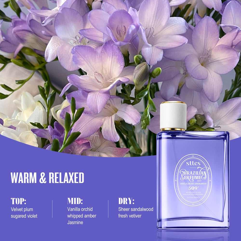 Sttes Perfume 509# base-notes emphasize sandalwood and vetiver for lasting depth.