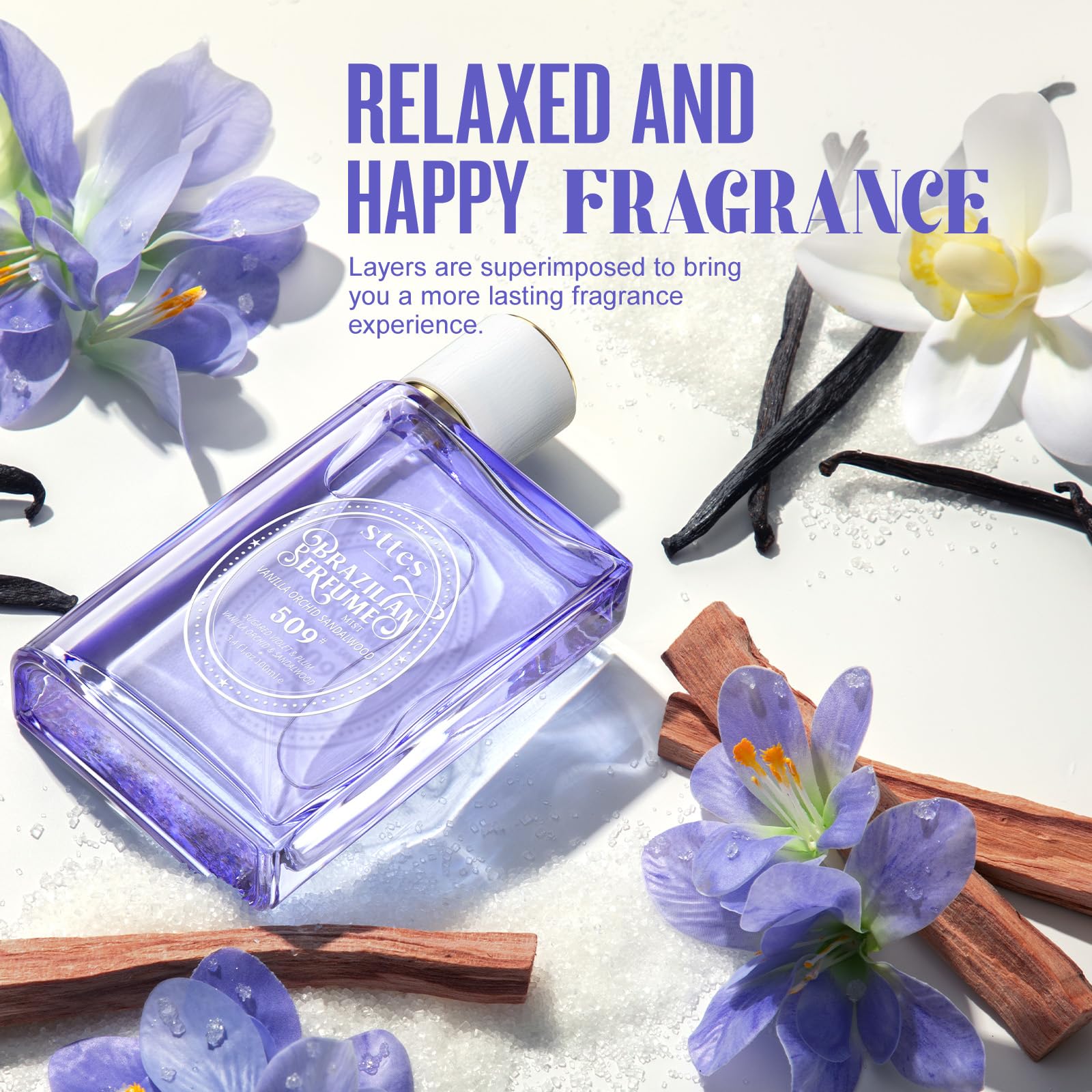 Sttes Perfume 509# heart-notes reveal vanilla orchids and jasmine for plush sweetness.