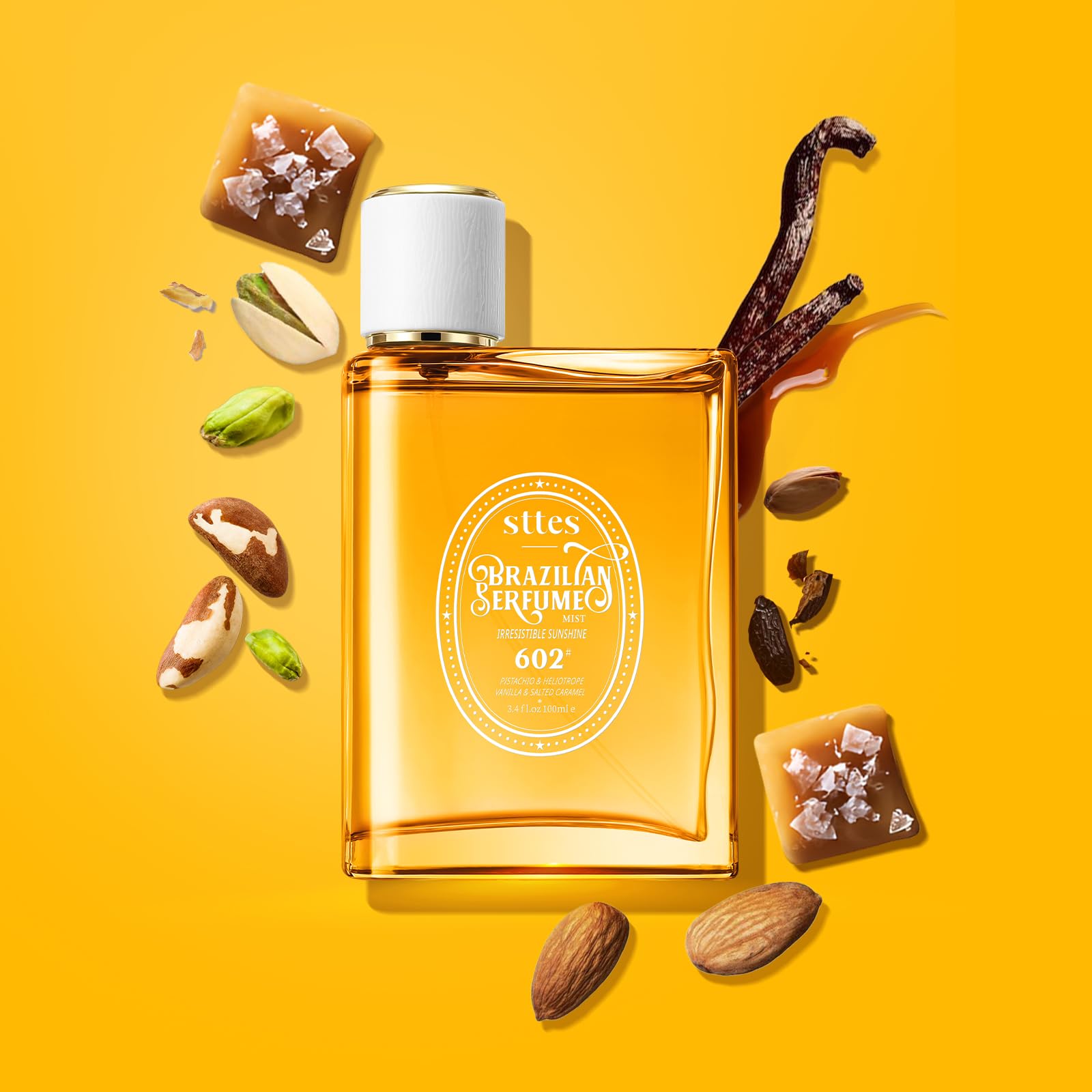 Sttes Perfume 602 base notes vanilla caramel sandalwood indicate gourmand appeal.