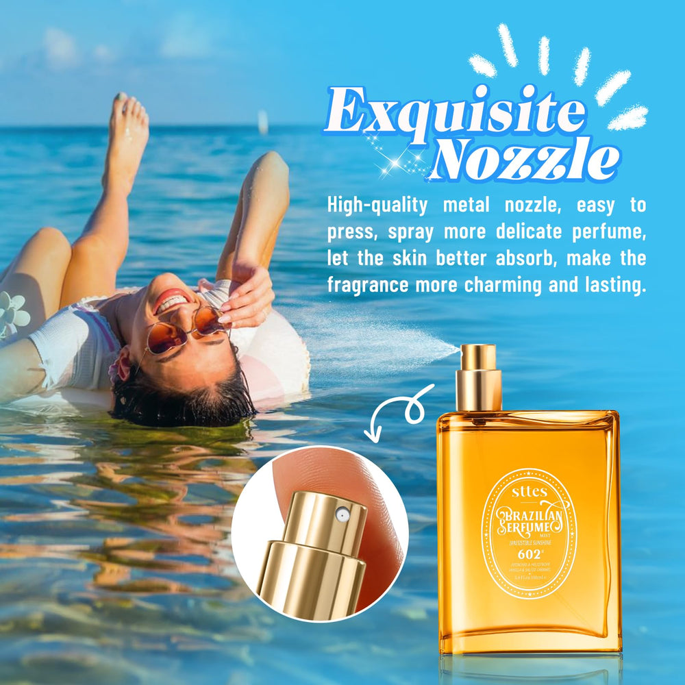 Sttes Perfume 602 beach scene suggests sunlit freshness and carefree vibes.