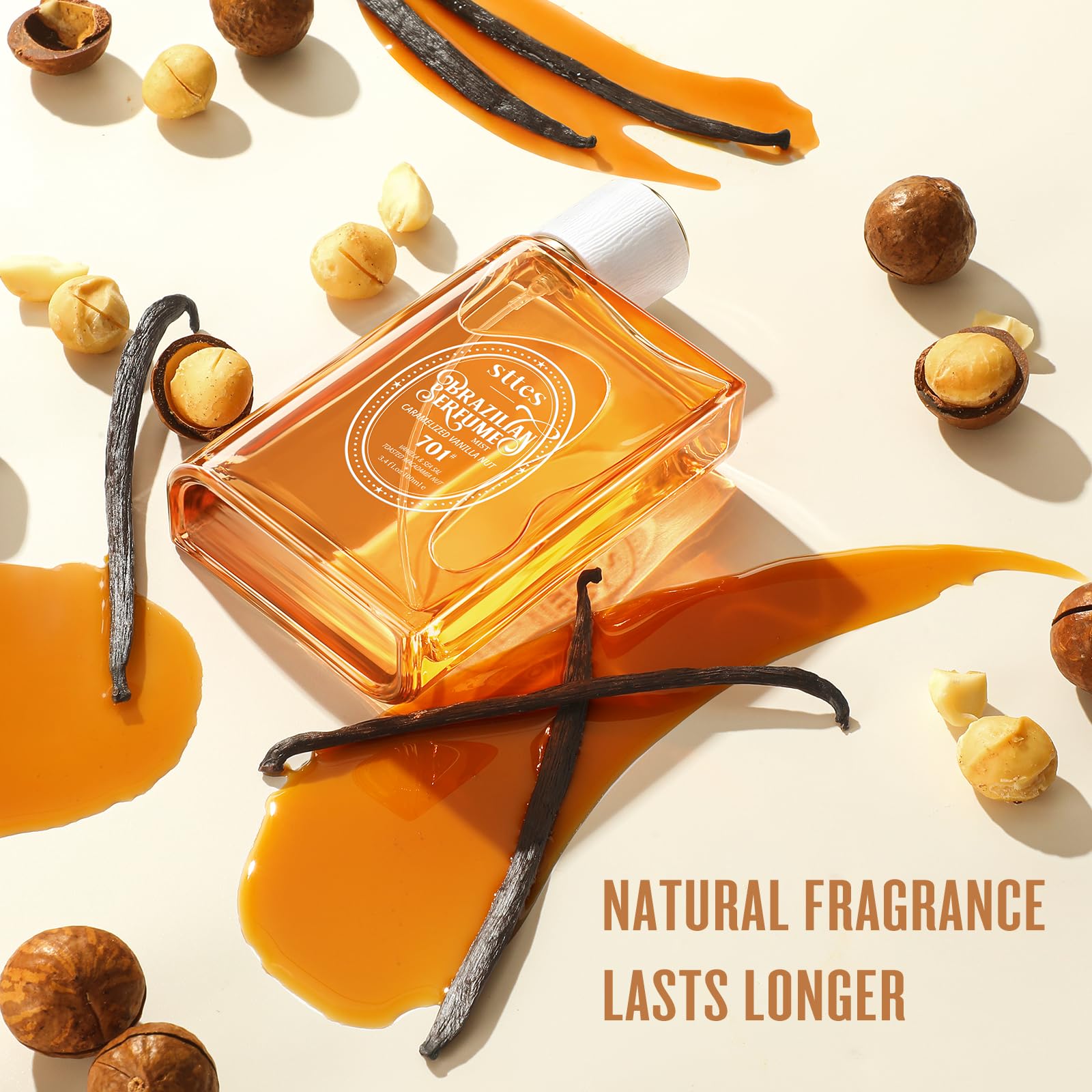 Sttes Perfume 701 cap highlights premium design and amber glow.