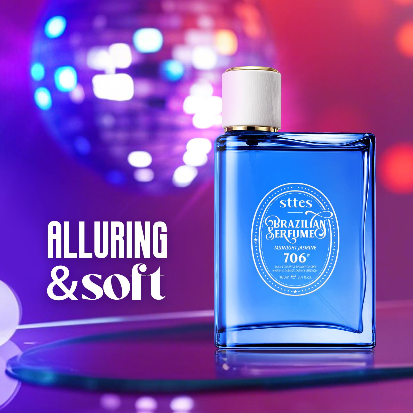 Sttes Midnight Jasmine flacon close-up highlights luxe notes for romantic nights.