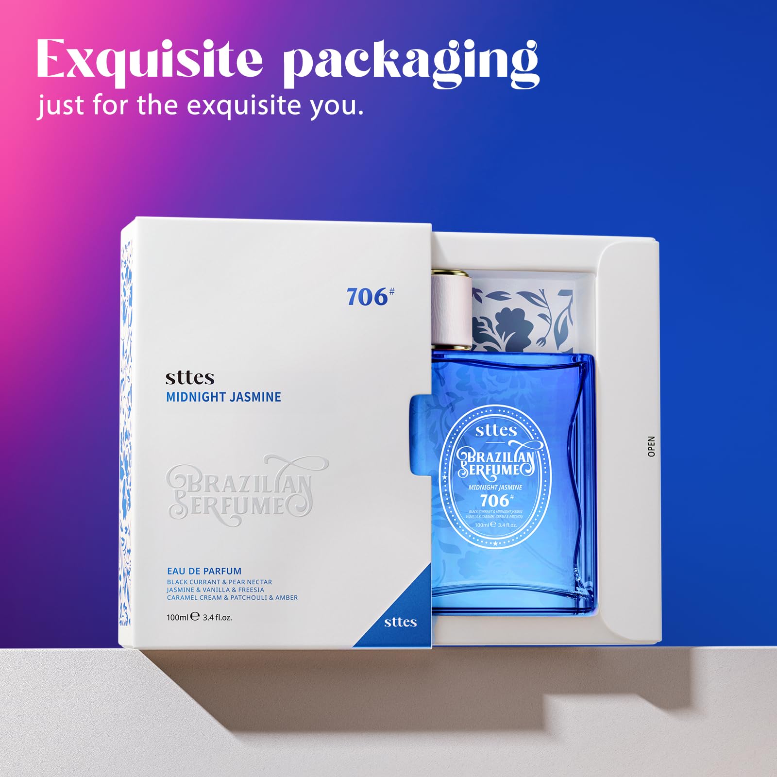 Sttes fragrance collection featuring Midnight Jasmine evokes modern romance.