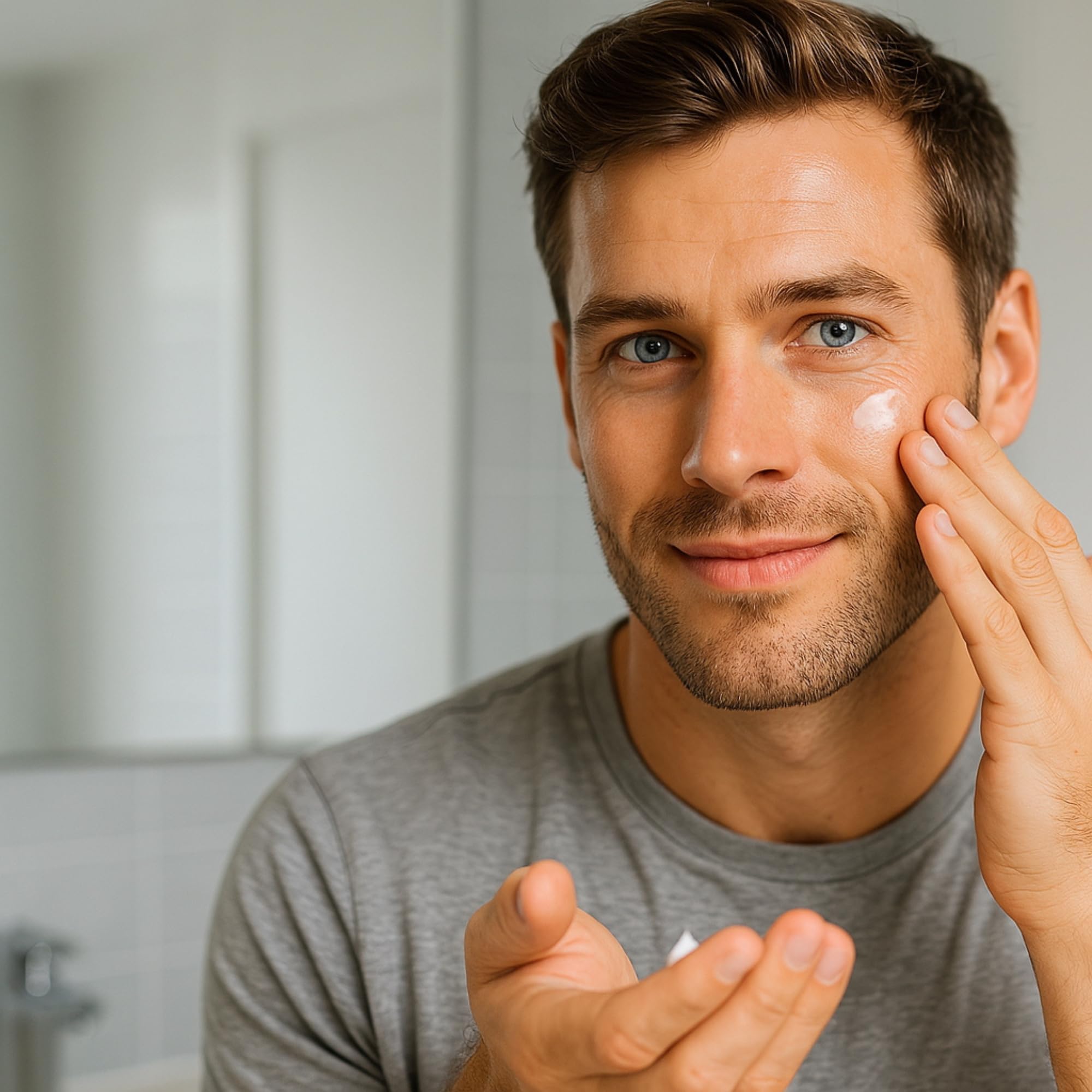 stubble & stache applying moisturizer to beard for softer facial hair