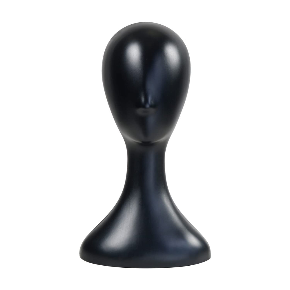 Studio Limited 16-inch mannequin head in black for realistic wig display and styling.