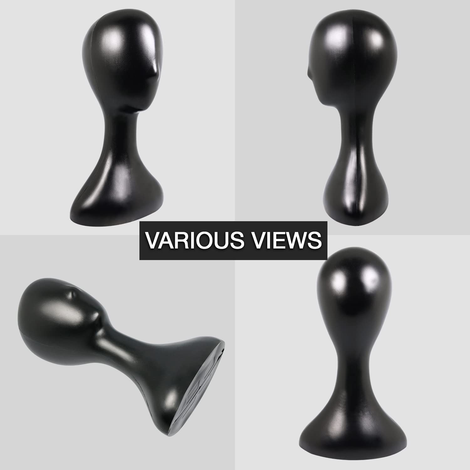 Studio Limited mannequin head hat-display with jack for quick styling transitions.