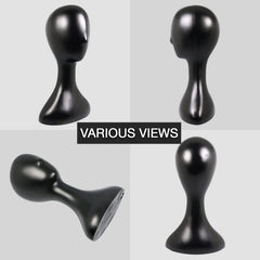 Studio Limited mannequin head hat-display with jack for quick styling transitions.