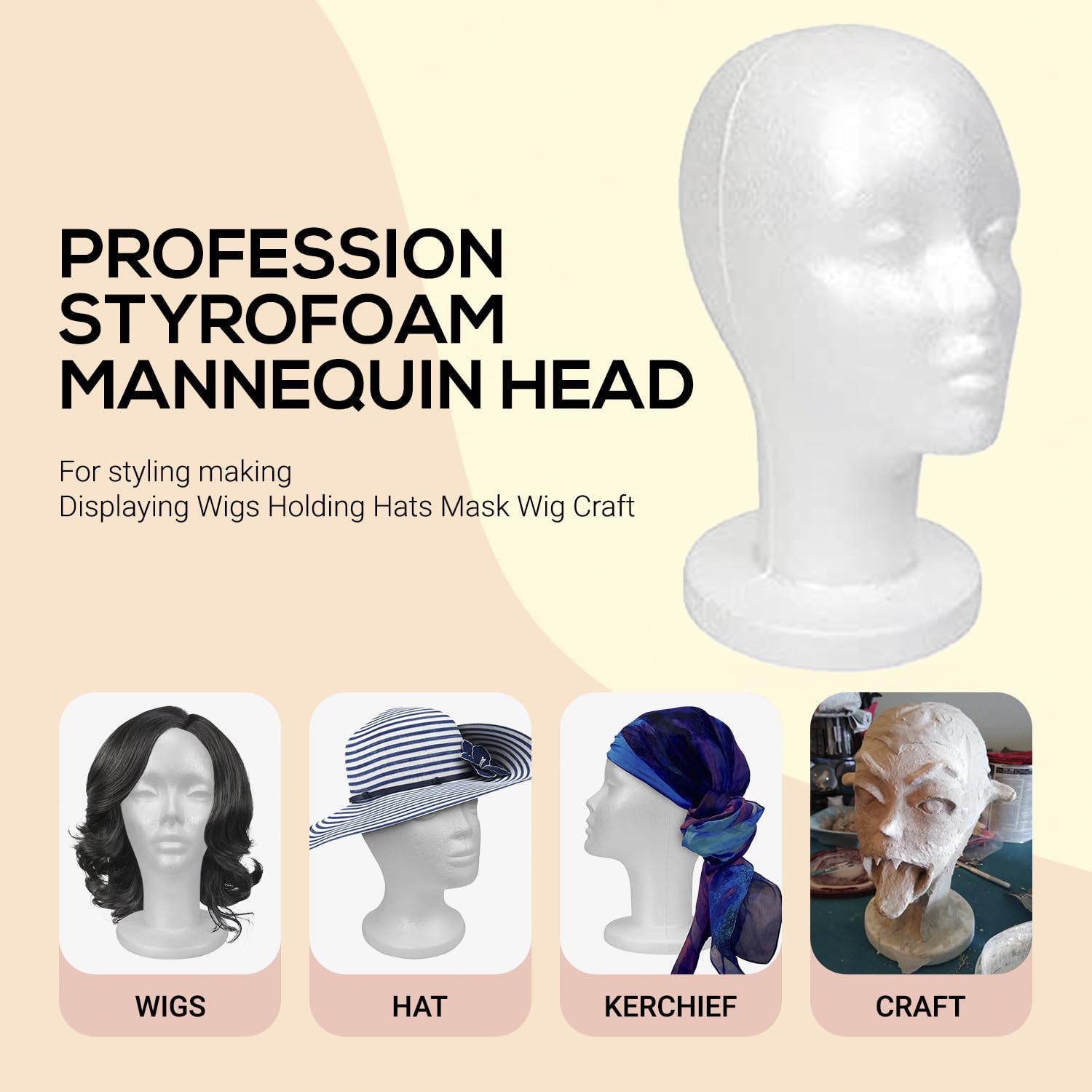 STUDIO LIMITED mannequin head for hat-making and seasonal display.
