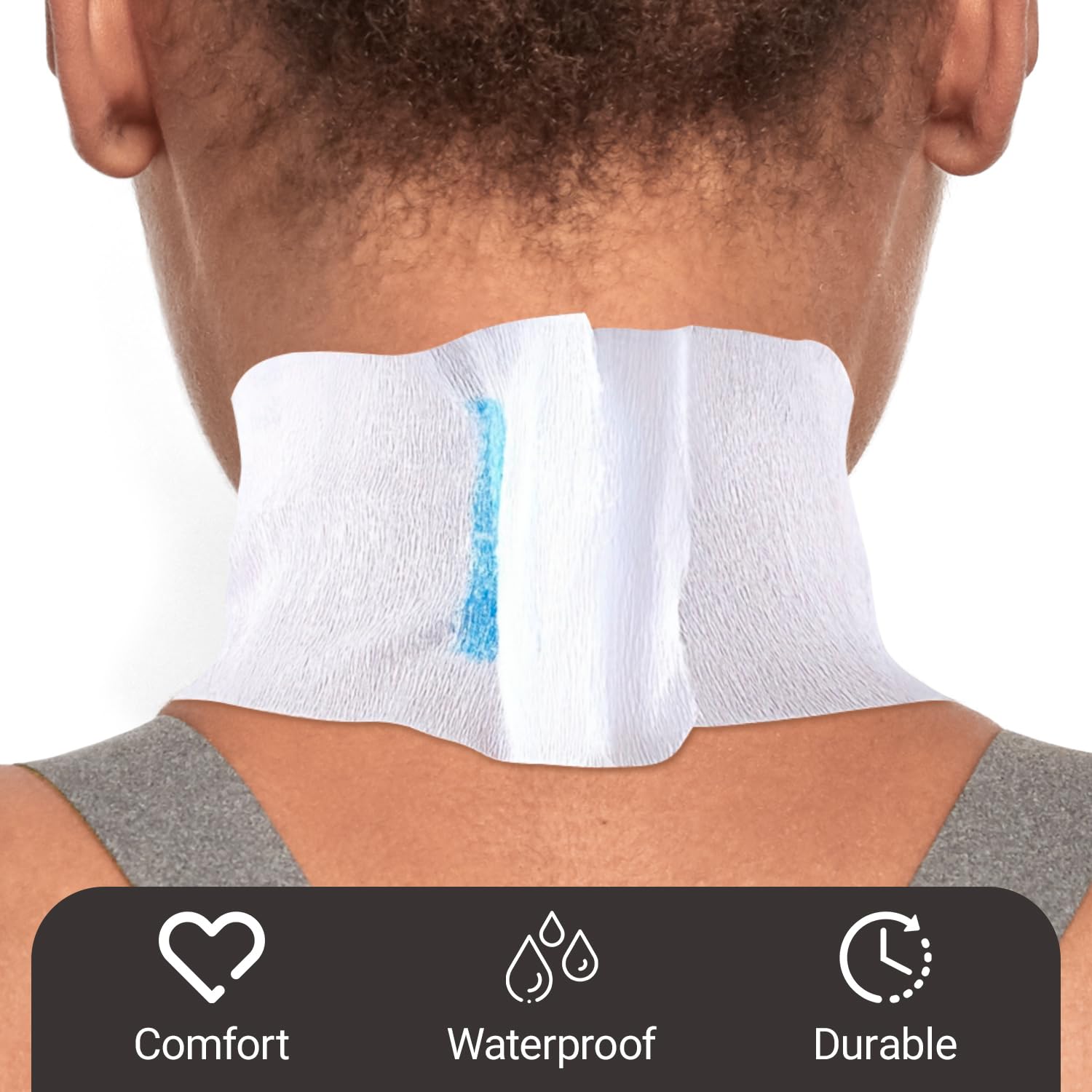 Studio Limited neck strip around-neck-fit demonstrates easy placement for quick client turnover.