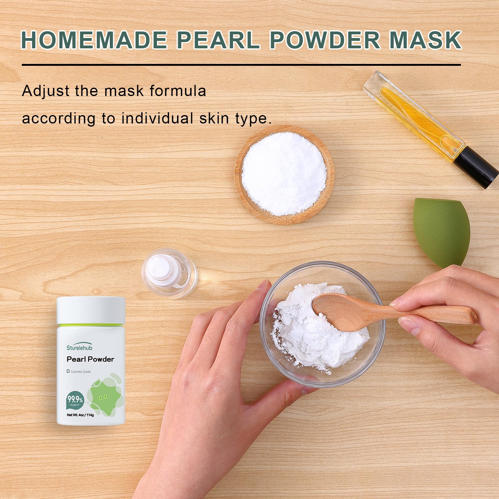 Sturelehub Pearl Powder creams-lotion-application – enhances homemade creams and lotions.