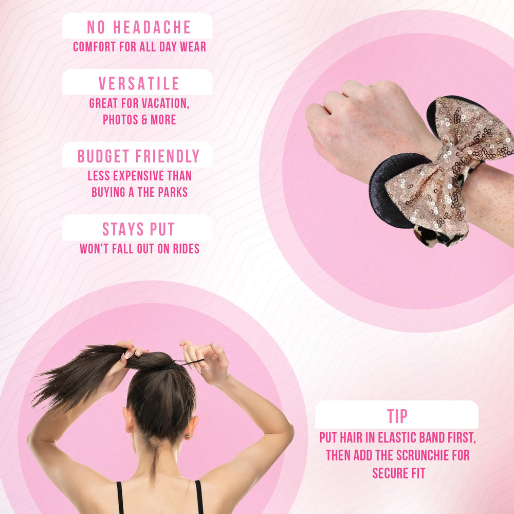 Styla Hair velvet scrunchies for women with bow detail in glam shot, easy to elevate outfits.